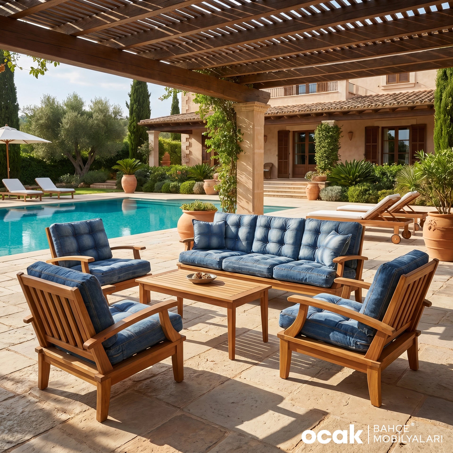 IROKO TREND LOUNGE-SET - 3+1+1+COUCHTISCH - MIT KISSEN